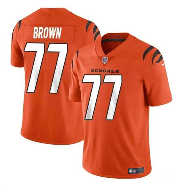 Men & Women & Youth Cincinnati Bengals #77 Trent Brown Orange Vapor Untouchable Limited Stitched Jersey